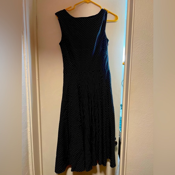 Lauren Ralph Lauren Dresses & Skirts - Lauren by Ralph Lauren Silk High Neck Dress. Black with Tiny White Dots. Size 8.